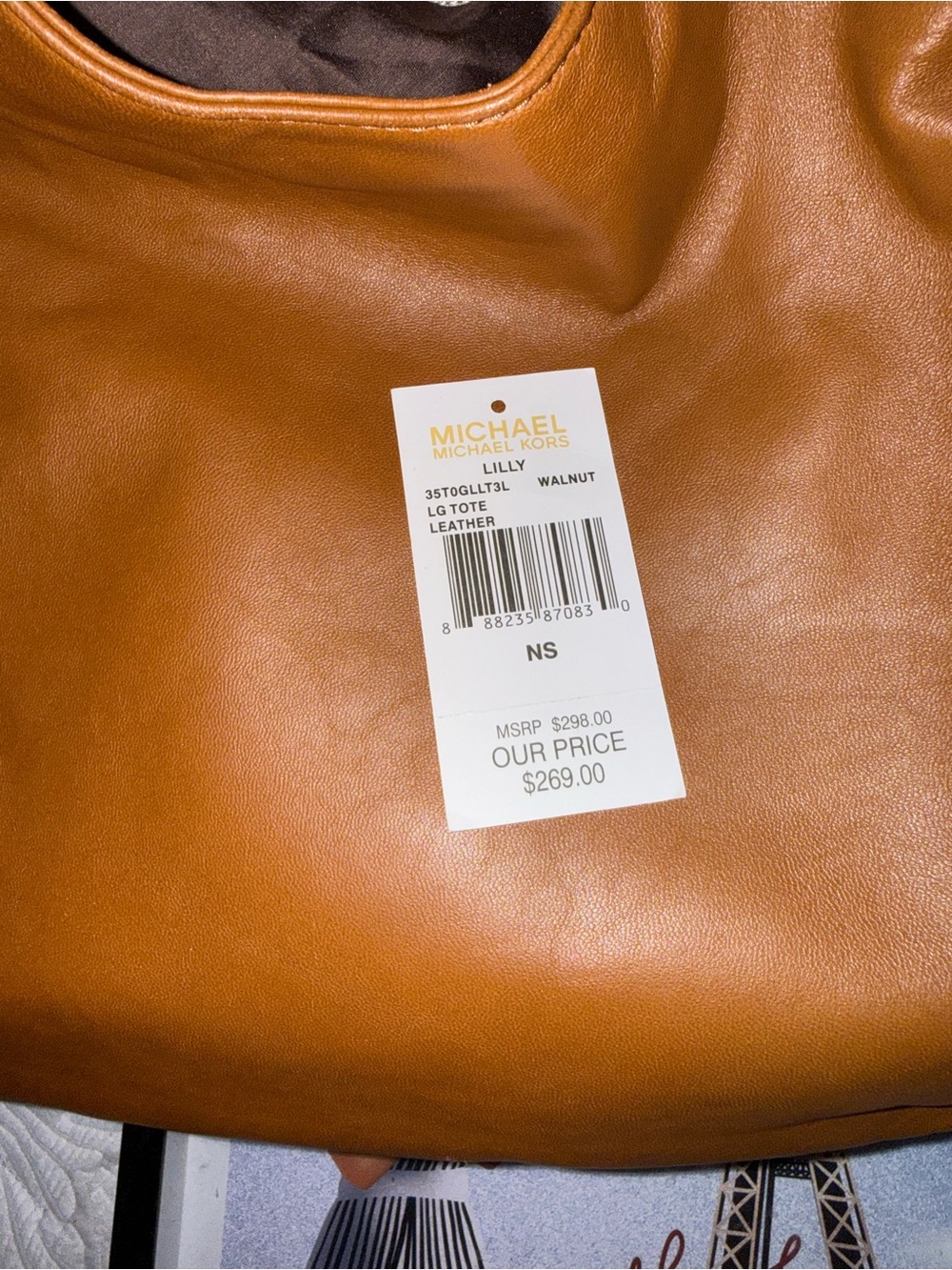 Michael Kors Cognac Leather Shoulder Bag with Gold Chain Detail - Picture 3 of 6